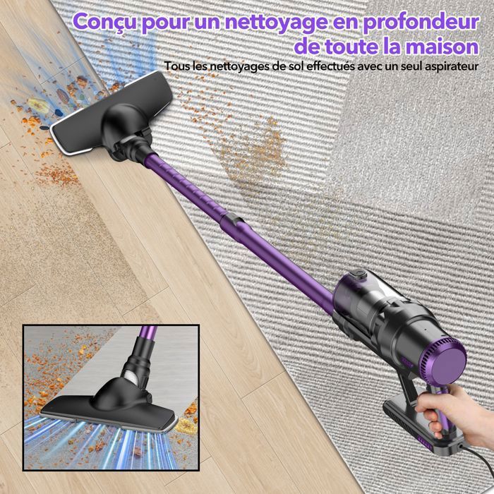 Multismart Aspirateur Balai Filaire Sans Sac 500W 5 en 1 avec Aspirateur à Main - 18KPa - مكنسة كهربائية يدوية