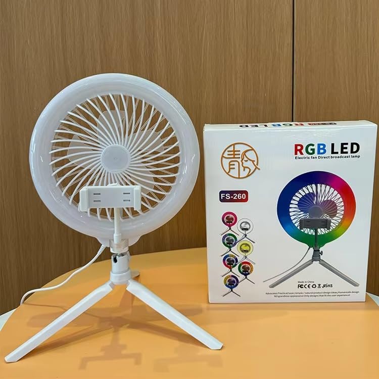 Anneau Lumineux LED RGB et Ventilateur avec Support Flexible - مصباح حلقة للتصوير الاحترافي مع مروحة