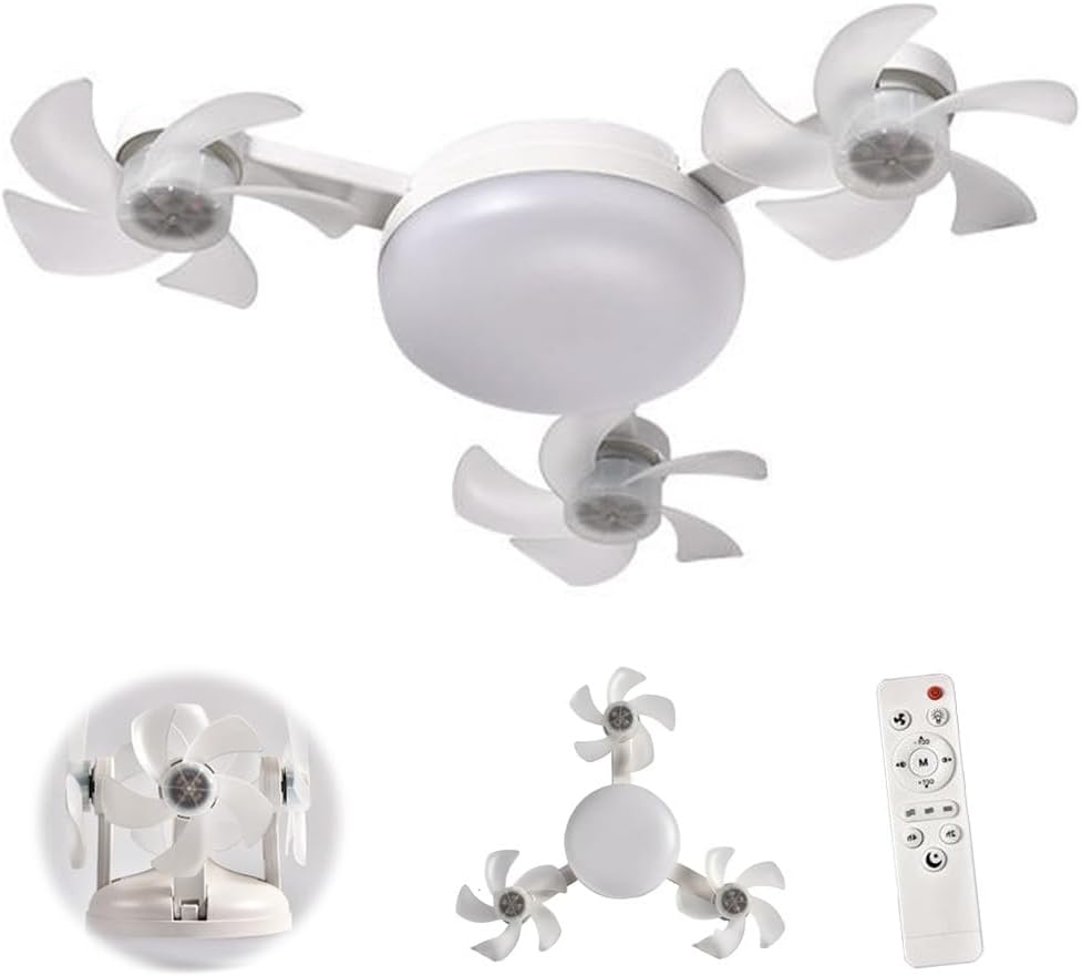 Ventilateur de Plafond LED Style Drone avec Télécommande - مصباح ومروحة السقف الذكية بتصميم درون