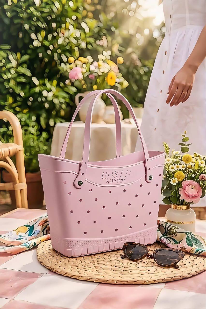 Sac de Plage Eva et Silicone Garni de Trous Grand Cabas Imperméable Tendance pour Été - حقيبة الشاطئ السيليكونية العصرية المقاومة للماء