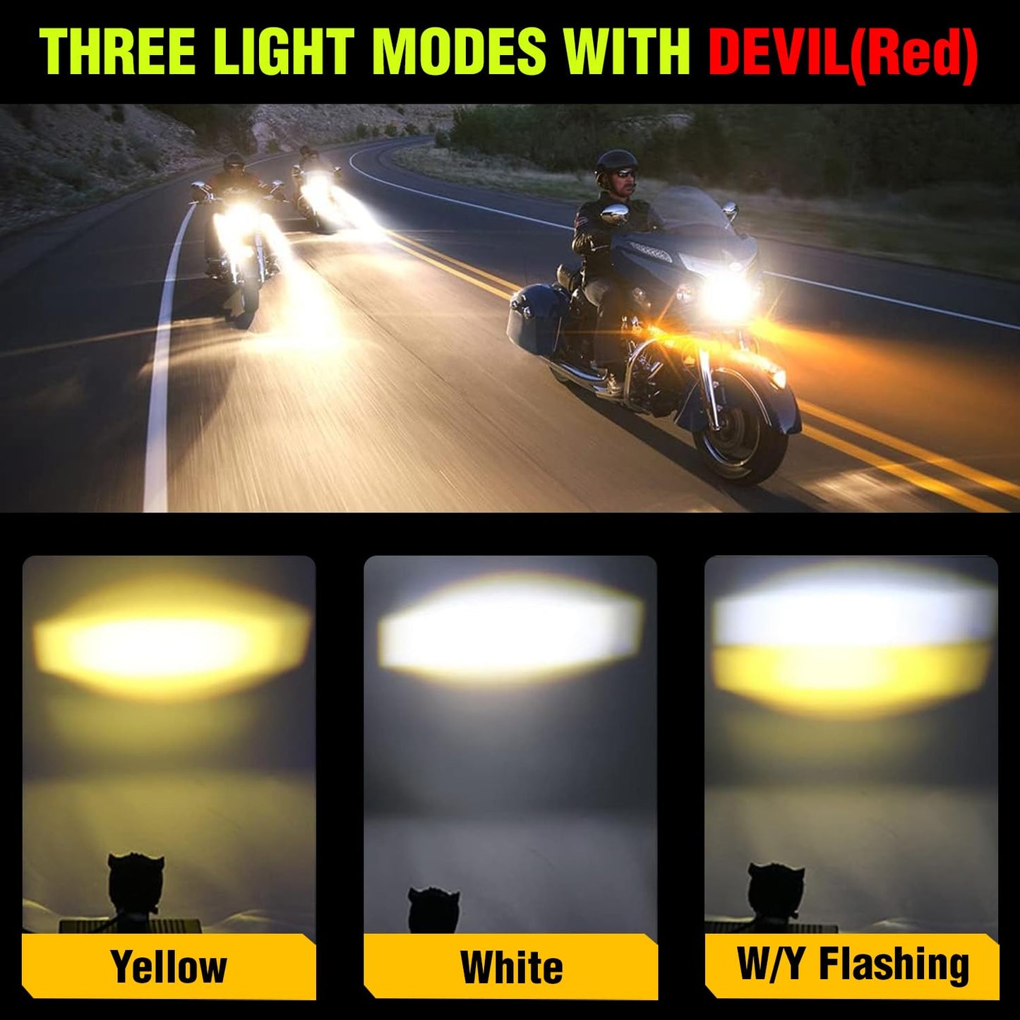 Projecteur Antibrouillard LED Forme Chouette 40W - Éclairage Jaune/Blanc ET Devil Eye Rouge - مصابيح ضباب ليد بتصميم عين البومة