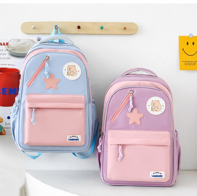 Sac à Dos Multifonctionnel Kawaii Grand Volume Imperméable et Résistant 4Pcs Mauve SACKDS02MV - حقيبة ظهر بعدة قطع بتصميم كاوايي