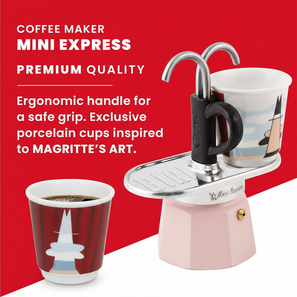 Cafetière Expresso 2 Tasses avec 2 Fontaine Rose – ماكينة تحضير القهوة