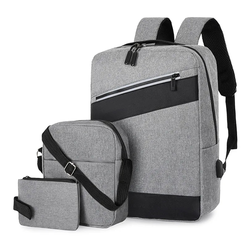Sac à dos homme avec sac bandoulière et trousse 3en1 rouge 2776-3 – محفظة ظهر رجالية 3 قطع أحمر