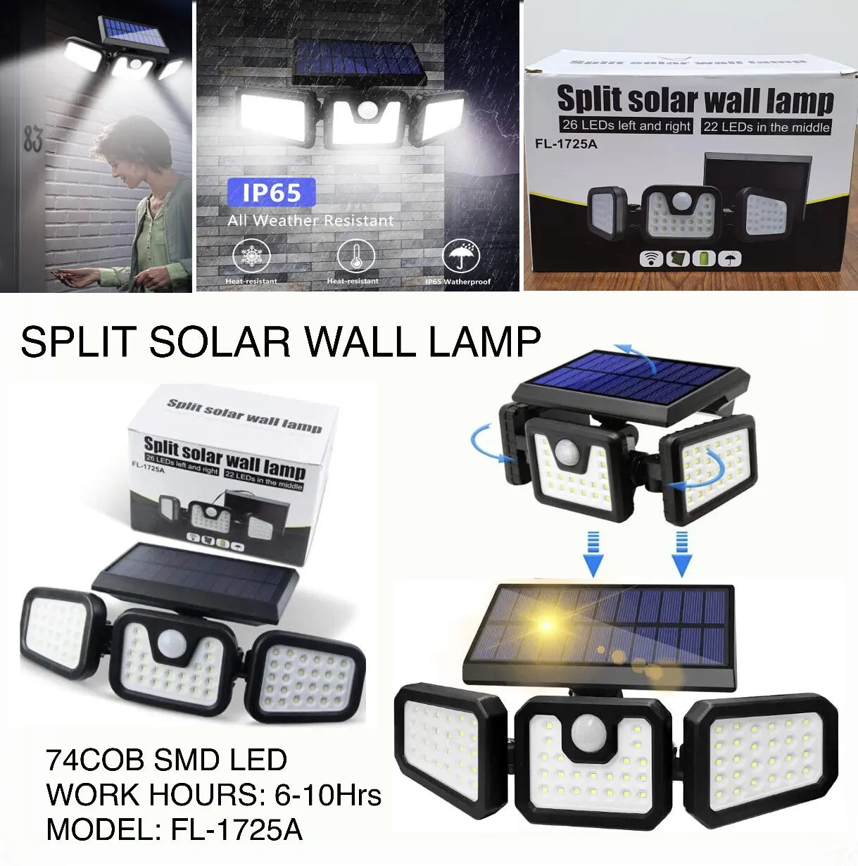 Lampe solaires d’extérieur etanche 112 LED Avec détecteur de mouvement FL-1725A