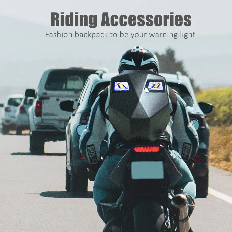 Crelander Sac à dos moto a écran d'affichage LED 3D,extensible et étanche - حقيبة ظهر ثلاثية الابعاد للدراجات النارية مع شاشة عرض بعينين