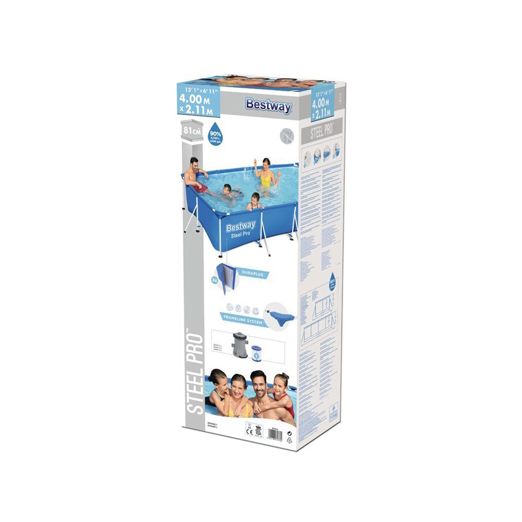Steel Pro™ Piscine Rectangulaire Avec Pompe Filtrante 400 x 211 x 81 cm Bestway