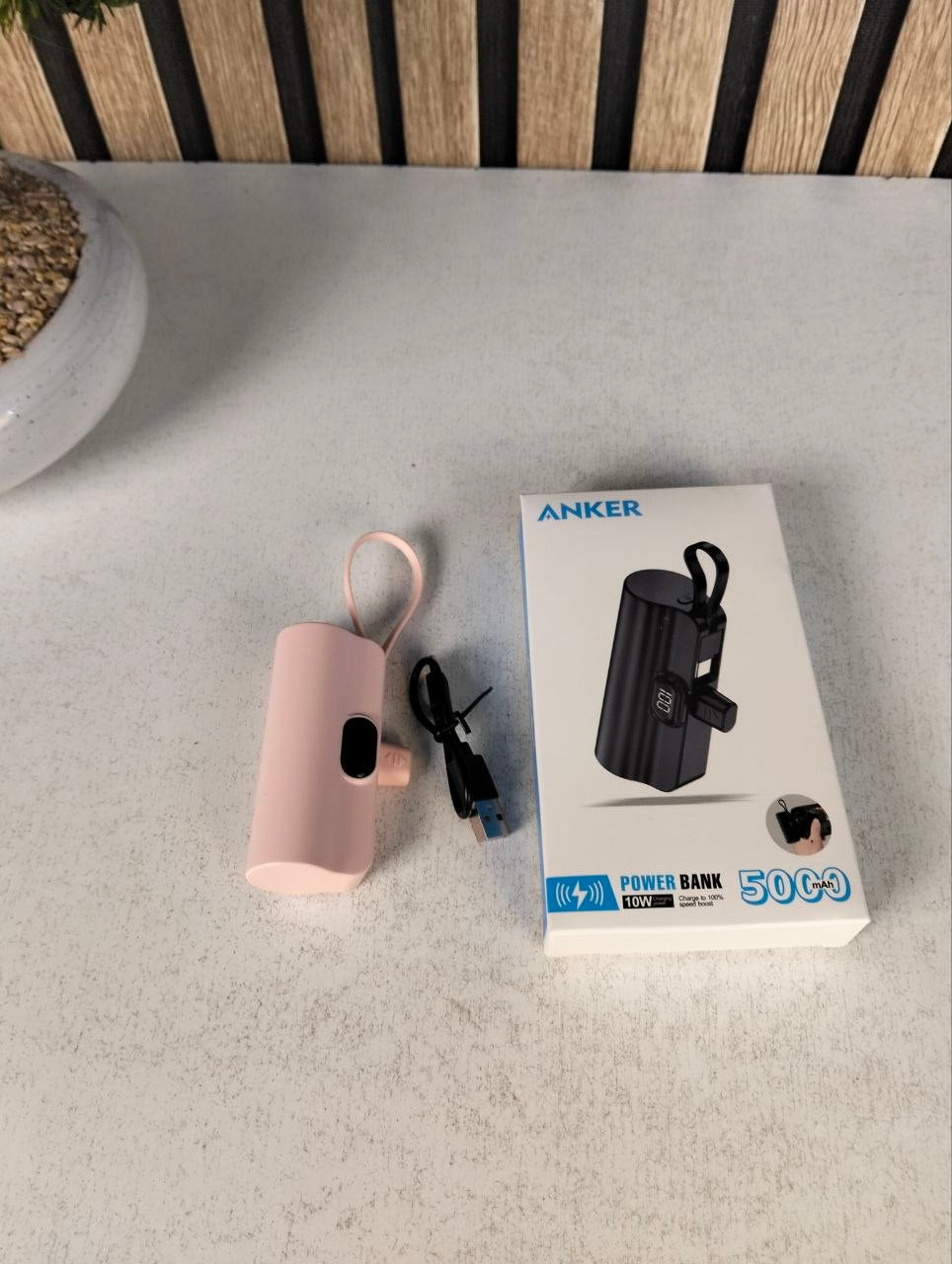 Mini Power Bank Portable Anker 10W 5000mAh avec Connecteur Direct - باور بانك مصغر ومحمول