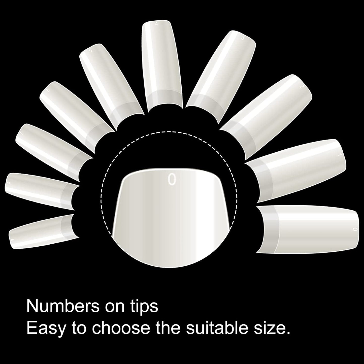 Boite 500 Pcs Pose Capsules 10 Sizes ongles transparent
