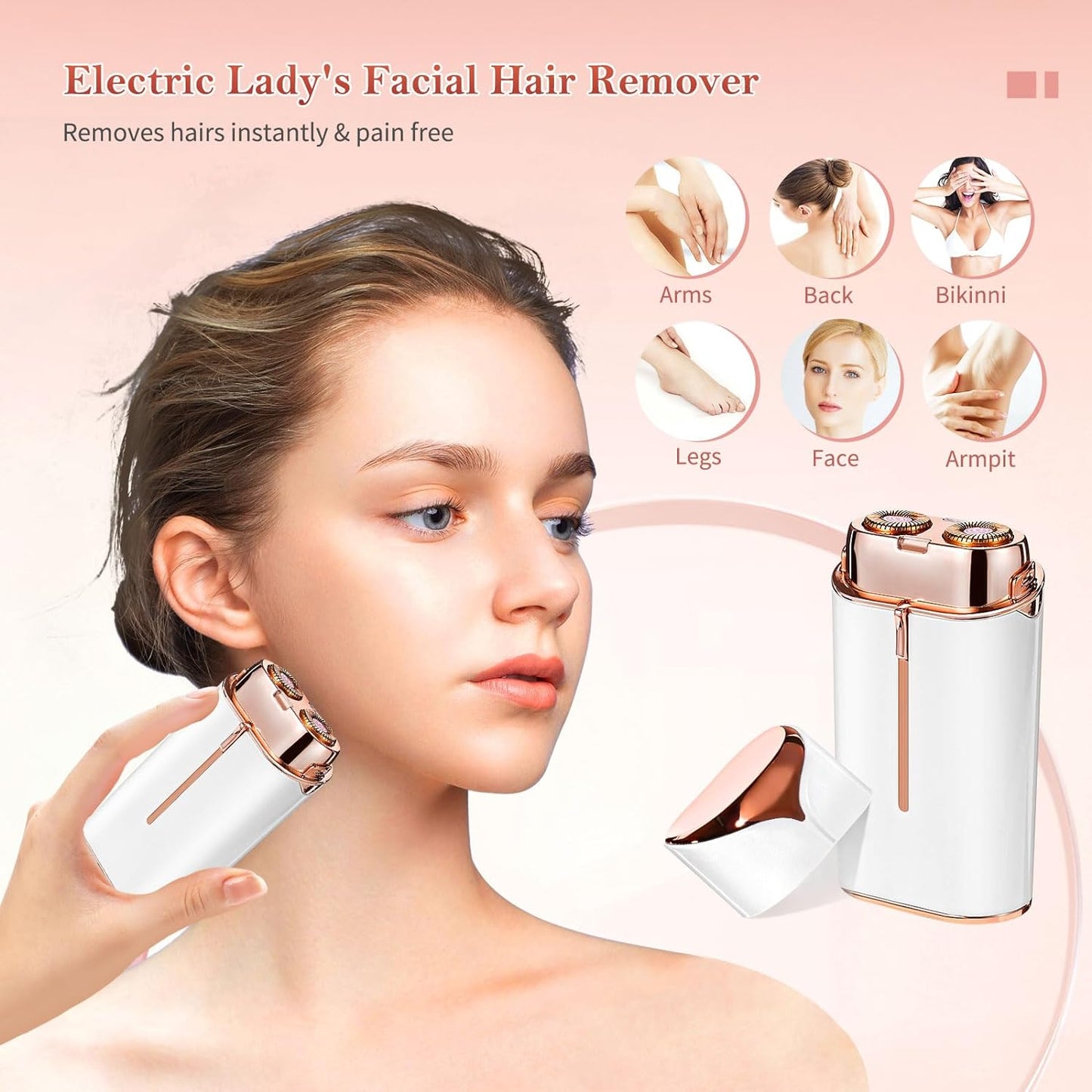Flawless Face Duo Appareil de rasage électrique avec lumière LED pour épilation instantanée