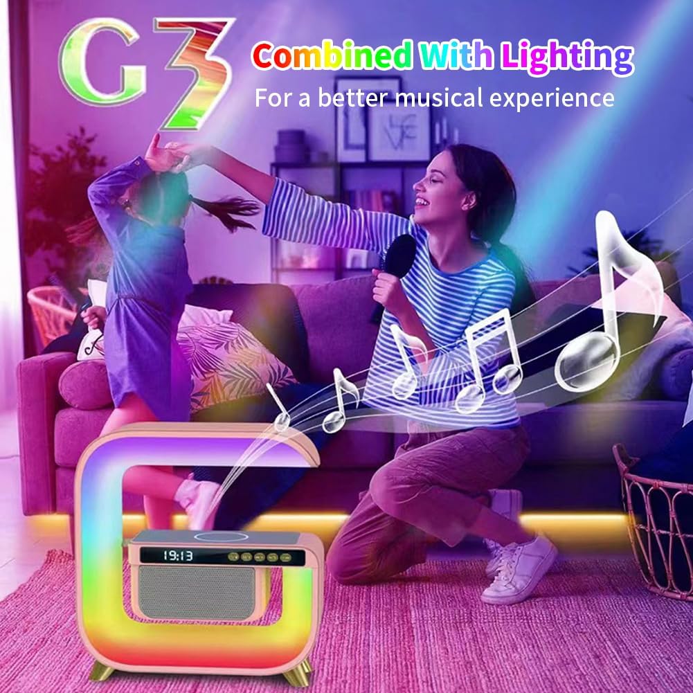 Réveil intelligente RGB type Big G Wireless Charger / Speaker Bluetooth 5.0 - منبه ذكي و شاحن لاسلكي ومكبر صوت بلوتوث XM-G3