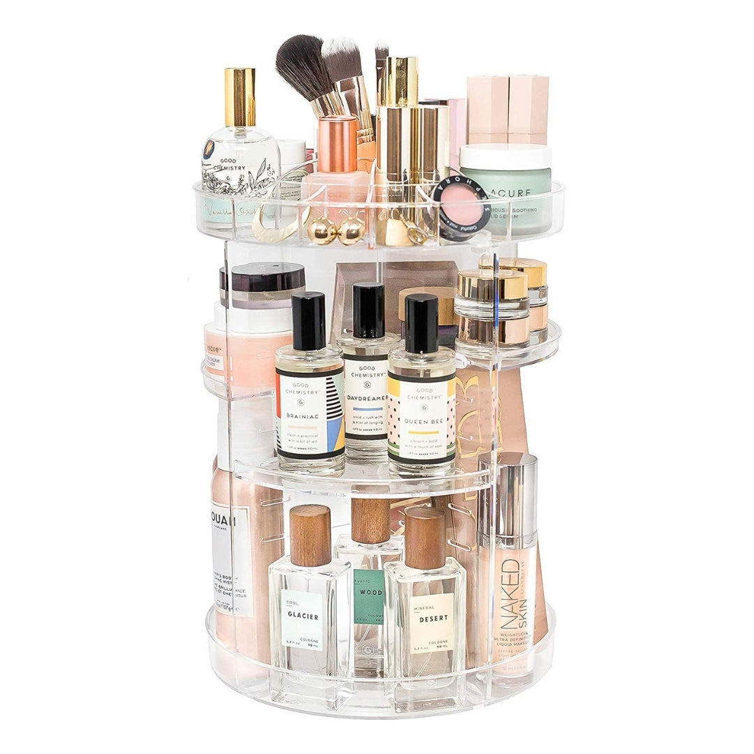 Organisateur de maquillage rotatif à 360 ° en Crystal acrylique
