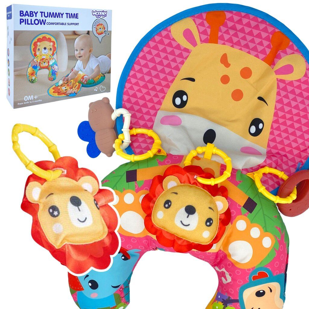 Coussin de Jeu Bébé - Jouet d'Éveil Sensoriel Montessori avec Animaux Sonores – وسادة البطن للرضع