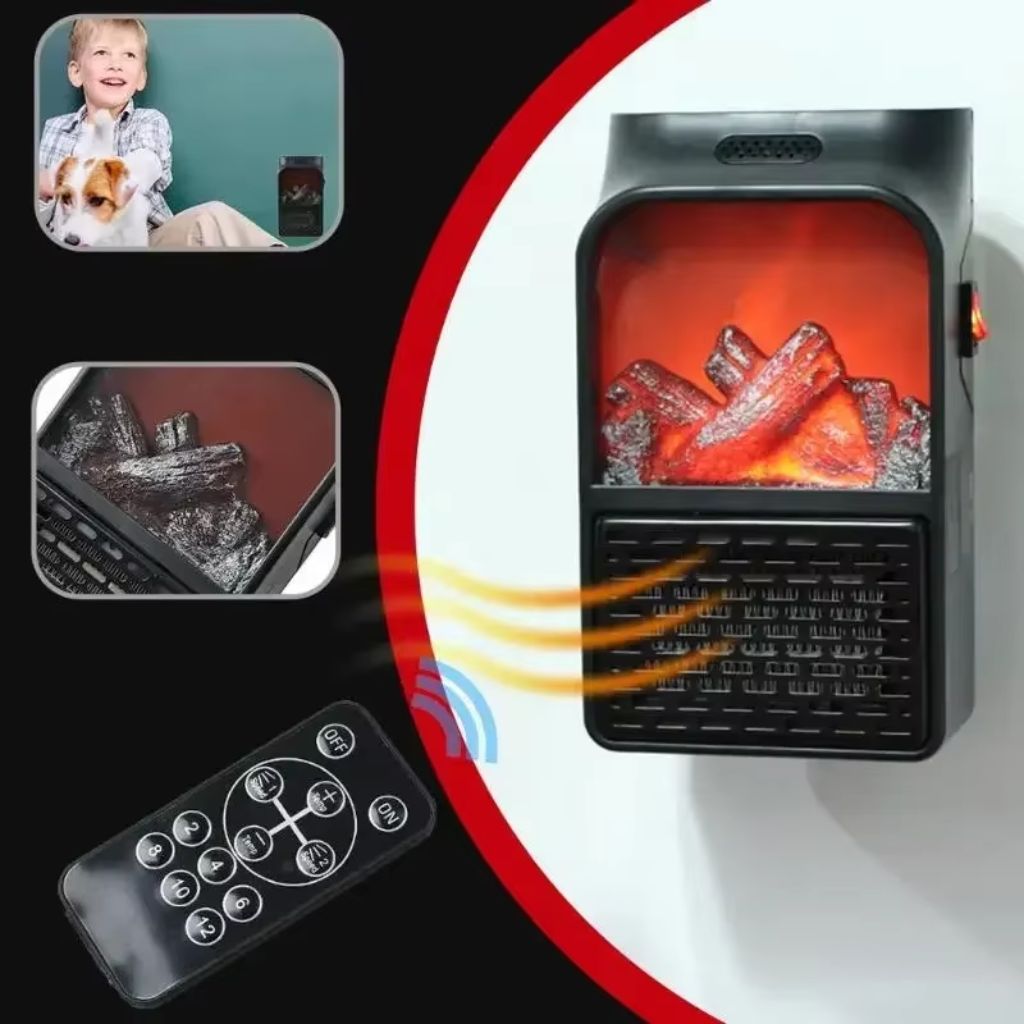 Chauffage Électrique Portable avec Effet Flamme 3D – مدفأة كهربائية محمولة بتأثير اللهب ثلاثي الأبعاد