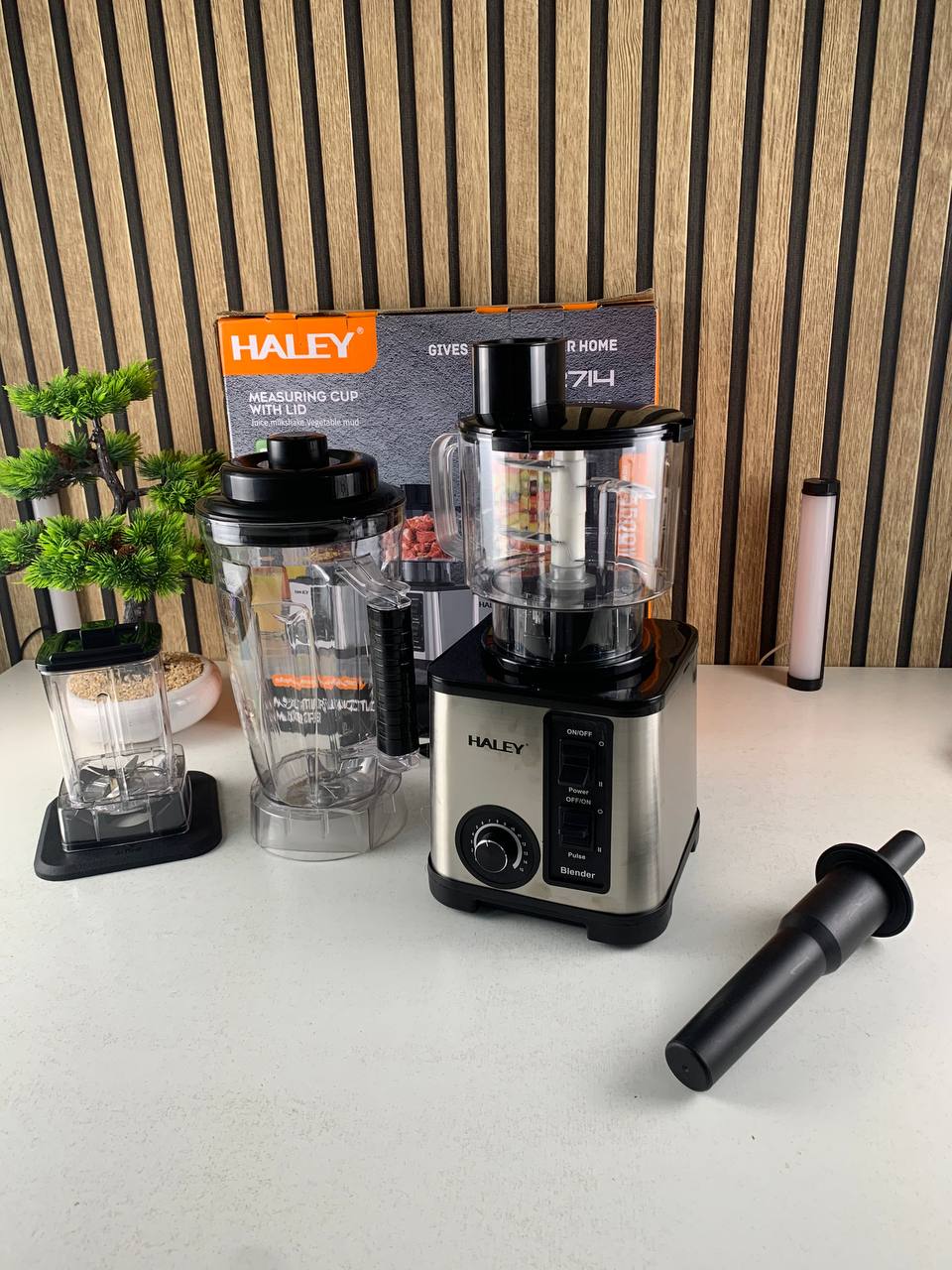 Blender Mixeur Electrique 3 En 1 Avec Mini Hachoir Et Moulin HALEY HY-2714 – خلاط كهربائي 3 في 1 مع مفرمة ومطحنة