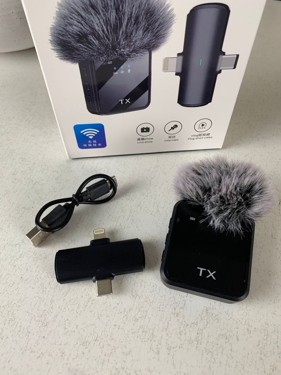 Microphone Sans Fil Professionnel 2en1 pour iPhone et Android F15 – ميكروفون لاسلكي متعدد المنافذ