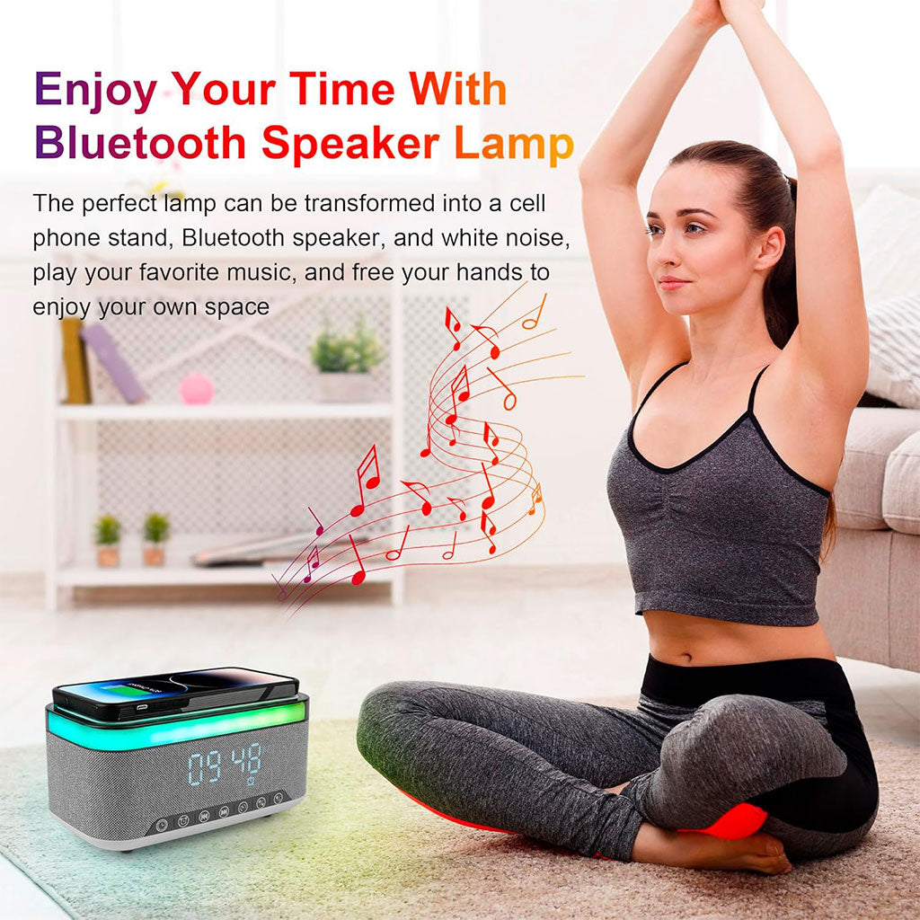 Haut-parleur Bluetooth intelligent, veilleuse créative de bureau, chargeur audio sans fil, lumière d’ambiance de chevet