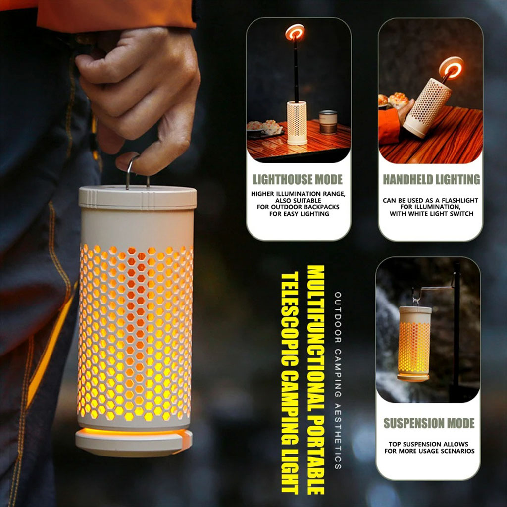 Lampe de camping design en nid d’abeille avec 3 couleurs variable rechargeable