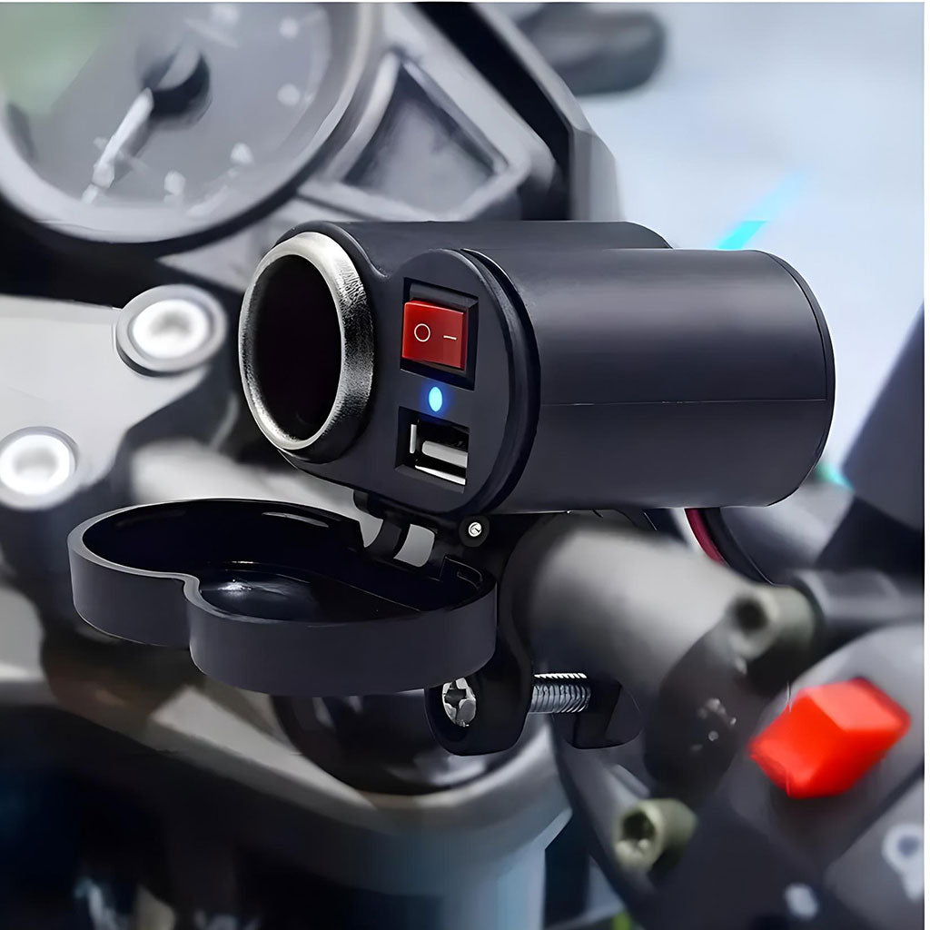 Chargeur USB 12 V pour guidon de moto avec prise allume-cig–are – مقبس طاقة لدرجات النارية