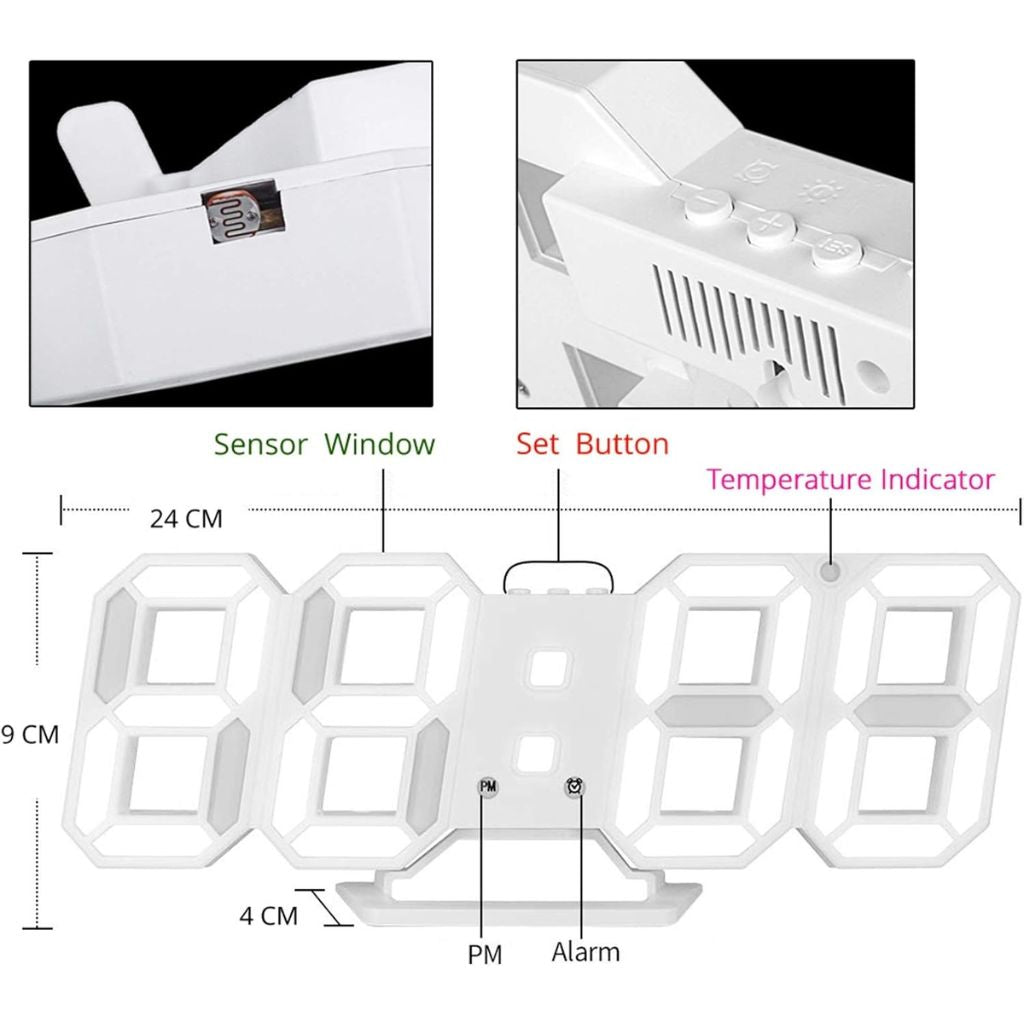 Horloge Numérique 3D LED pour Mur et bureau GH8018 – ساعة رقمية ثلاثية الأبعاد حائط و مكتب