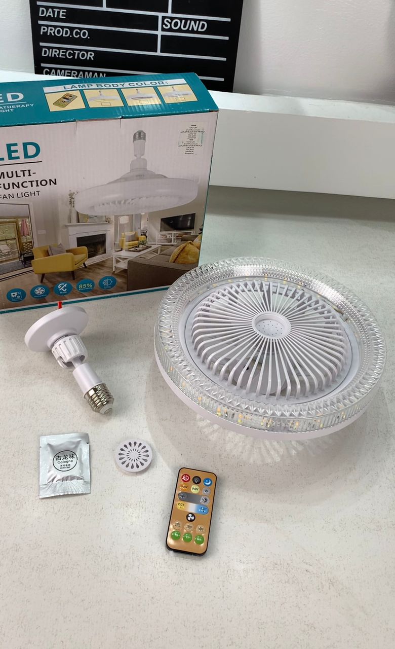 Lampe et Ventilateur de plafond silencieux avec télécommande 30W 220V