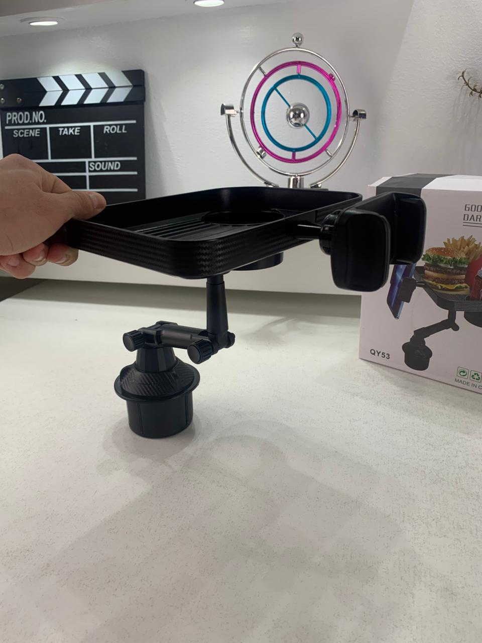 Plateau et Porte-Gobelet avec Support Téléphone pour Voiture – حامل مأكولات ومشروبات مع موضع للهاتف