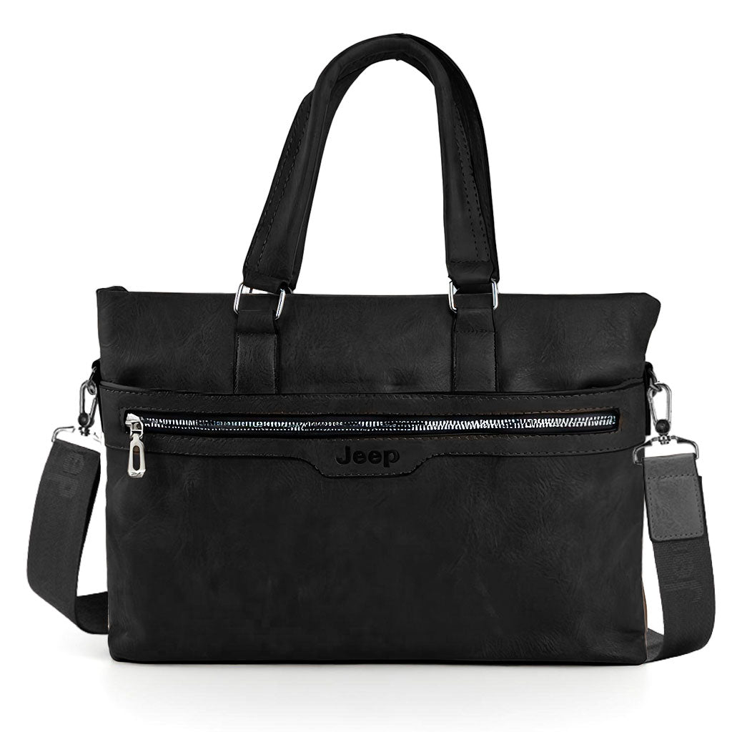 Cartable Homme en Simili Cuir Design Élégant Jeep 180551-12 Marron Foncé – حقيبة جلدية لون بني داكن