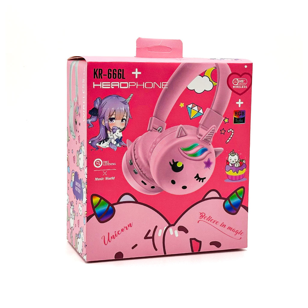 Casque Bluetooth Stéréo 5.3V avec Lumière ambiante- Design Mignon Enfant KR666