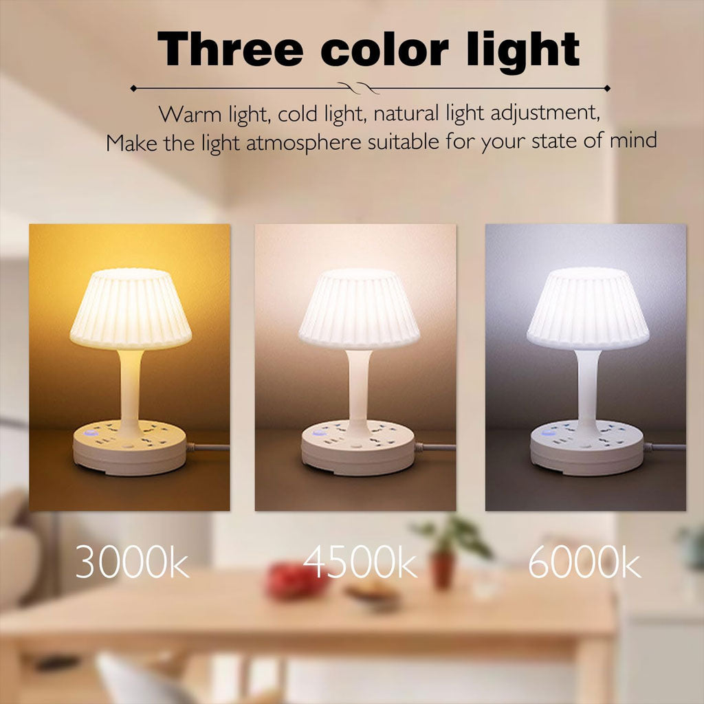 Lampe de table avec port USB à intensité variable 3 couleurs – مصباح ومقبس طاقة