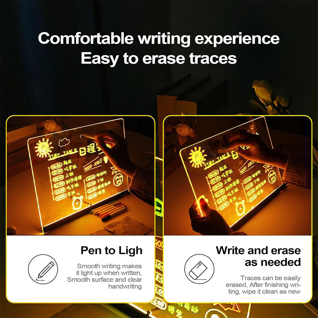 Tableau à Dessin LED coloré avec 4 stylos et Support 30x20cm – لوحة مضيئة للرسم والتلوين