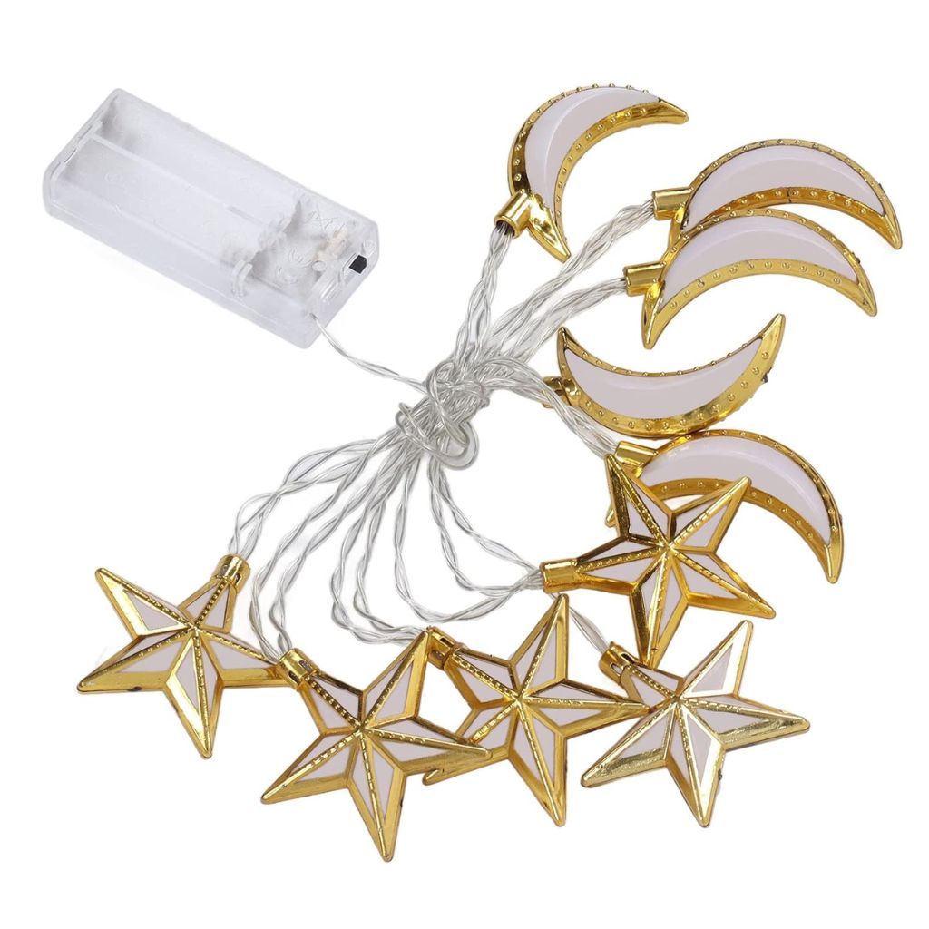 Guirlande Lumineuse Eid et Ramadan LED 10pcs - إضاءة رمضان على شكل قمر ونجمة