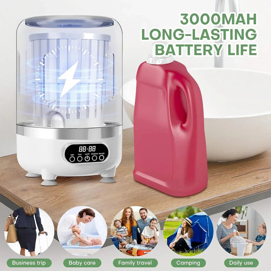 Machine à laver 3L Portable pour sous-vêtements avec lumière bleue – غسالة ملابس محمولة