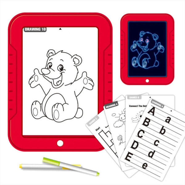 Tablette à dessin magique 3D avec lumière LED et stylo aquarelle – لوحة رسم ثلاثية الأبعاد مزودة بإضاءة أقلام مائية ملونة