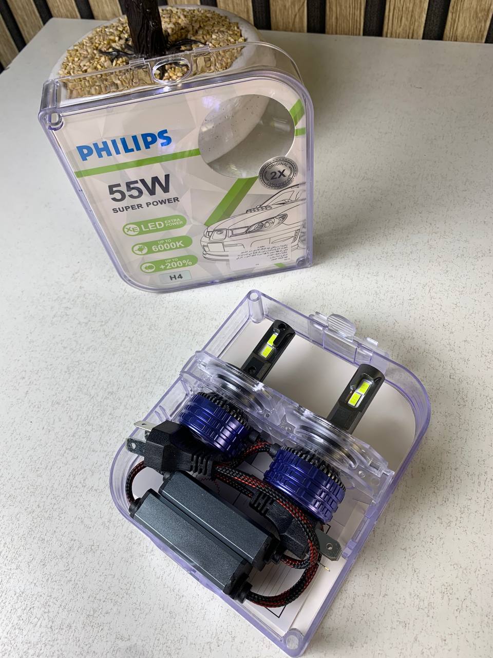 Kit Lampe de phare LED H4 Philips 6000K-16000LM Ultra Puissant - مصابيح إضاءة أمامية للسيارات