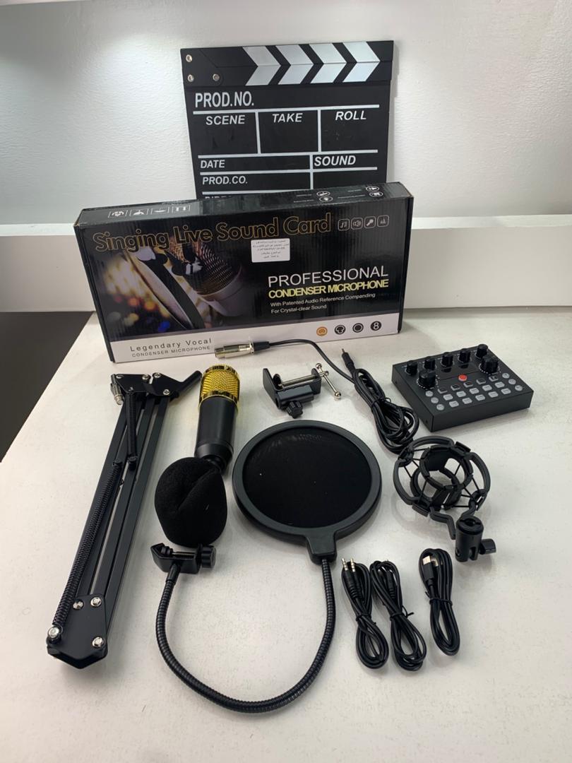 Kit de Microphone à Condensateur BM800 avec Carte Son V8s – طقم ميكروفون إحترافي مع جهاز تعديل الصوت