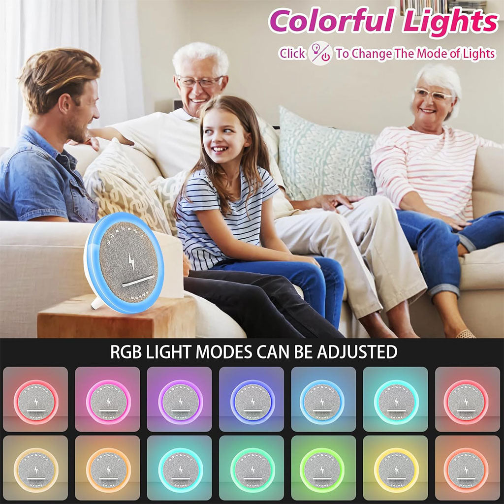 Haut-parleur et Lampe de Chevet avec Lumière d’ambiance RGB et Chargeur Induction 15W – مكبر صوت وشاحن لاسلكي مع إضاءة ملونة