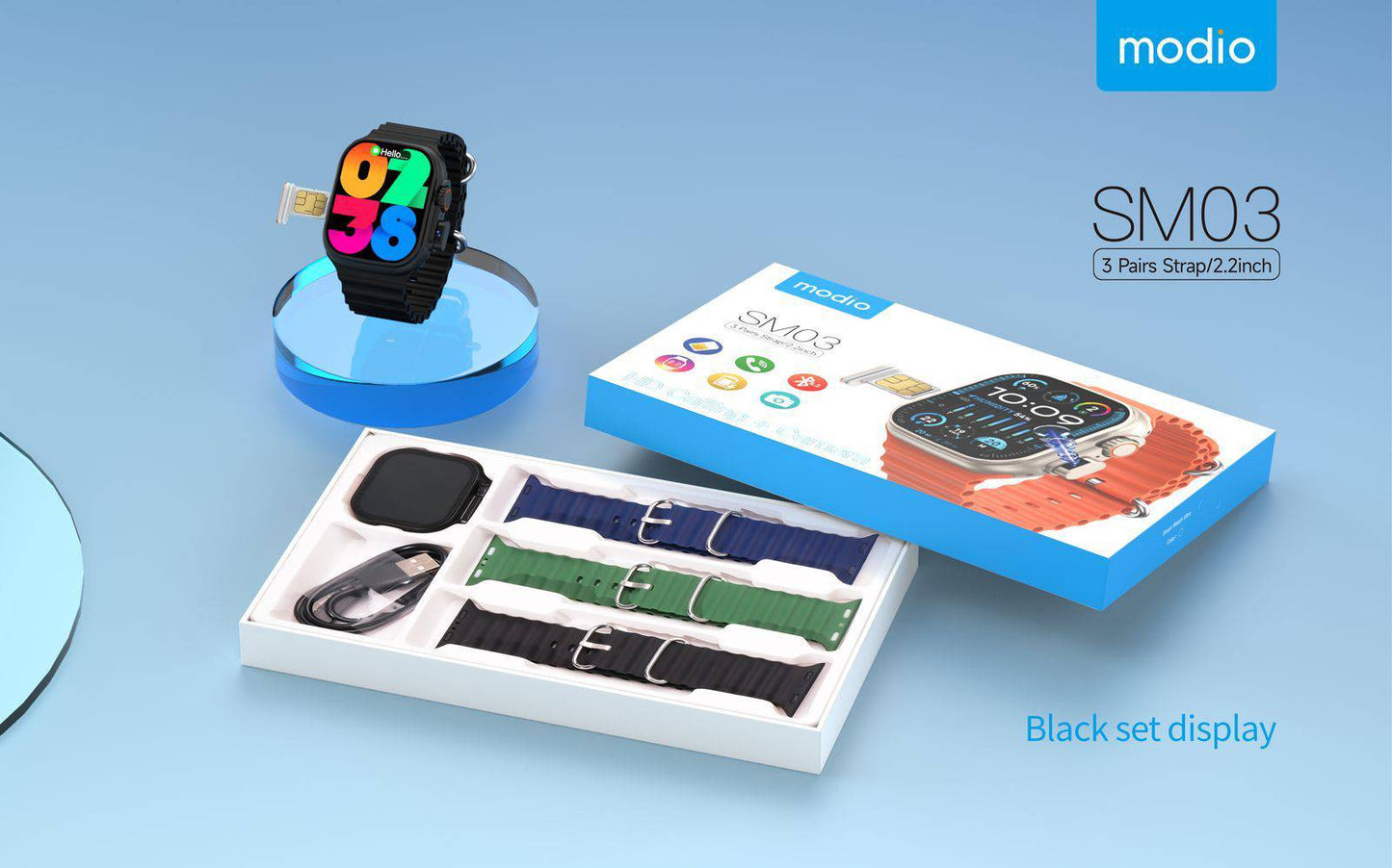 Smartwatch Modio SM03 avec prise en charge de la carte SIM et appareil photo intégré – ساعة ذكية تدعم شريحة الإتصال