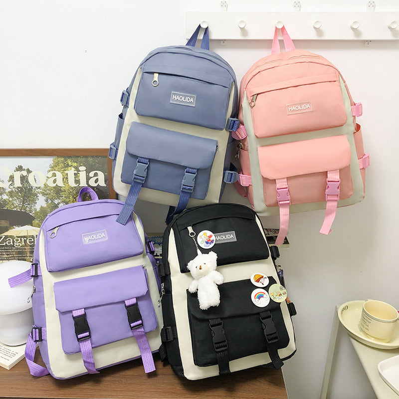 Ensemble de sacs d’école Kawai pour adolescents 4Pcs HAOLIDA V2 Rose – محفظة 4 قطع كاواي وردي