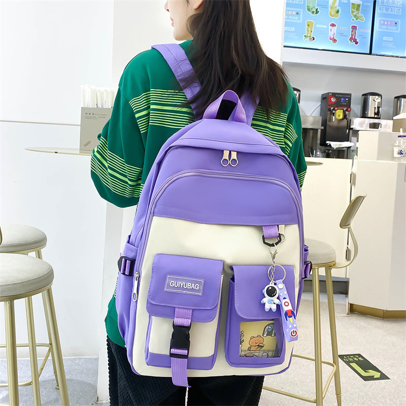 Ensemble de sacs d’école Kawai pour adolescents 4Pcs Guiyu V3 Rose – محفظة 4 قطع كاواي وردي
