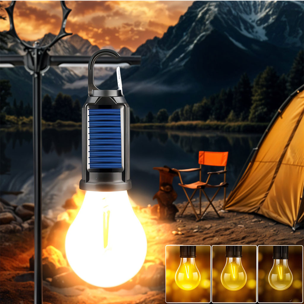 Pack X2 Lampe de Camping Solaire étanche et Rechargeable 3 modes d’éclairage T01-B – مصباح محمول بالطاقة الشمسية