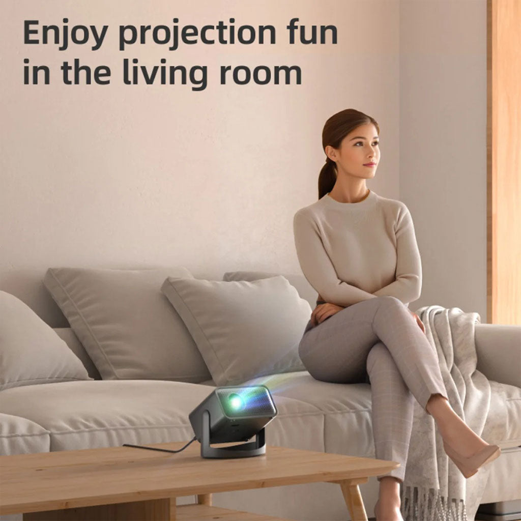 Projecteur Wi-Fi Full HD 1080p avec support réglable à 360° et mise au point électrique – جهاز عرض على الحائط ذكي