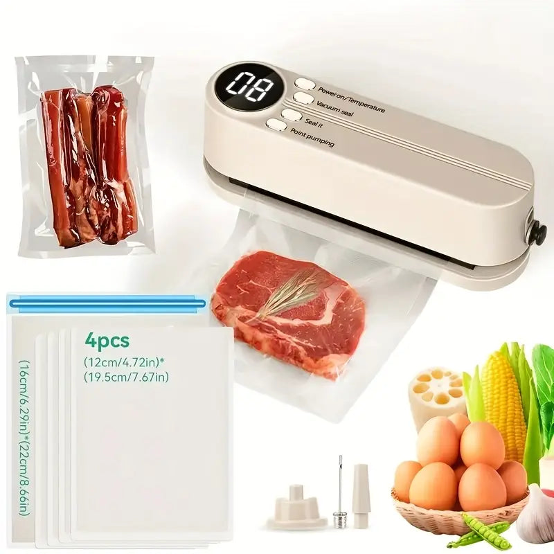 Mini scelleuse sous vide et Extracteur d’air portable 60 kPa avec 3 niveaux de température – جهاز تفريغ الهواء وغلق الأكياس