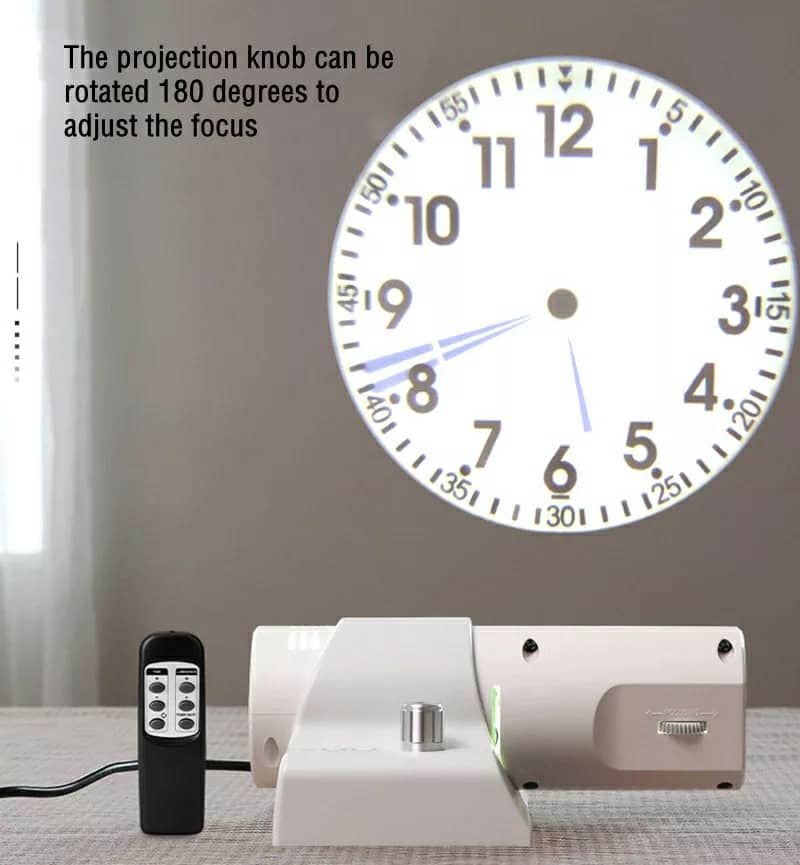 Projecteur horloge mural HD Rotation à 180 degrés 2 mode et 4 couleur