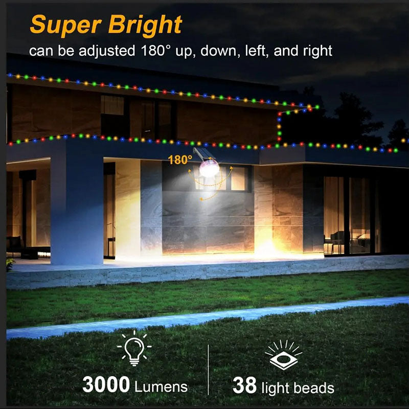 Lampe murale solaire avec détecteur de mouvement et guirlande lumineuse – مصباح خارجي بالطاقة الشمسية
