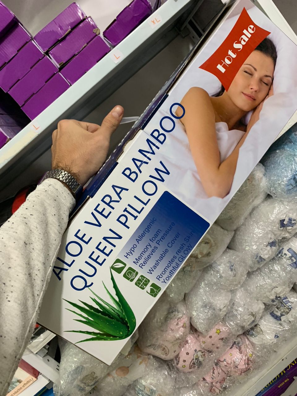 Oreiller hypoallergénique en mousse à mémoire de forme et à l'aloe vera de bambou pour un confort rafraîchissant