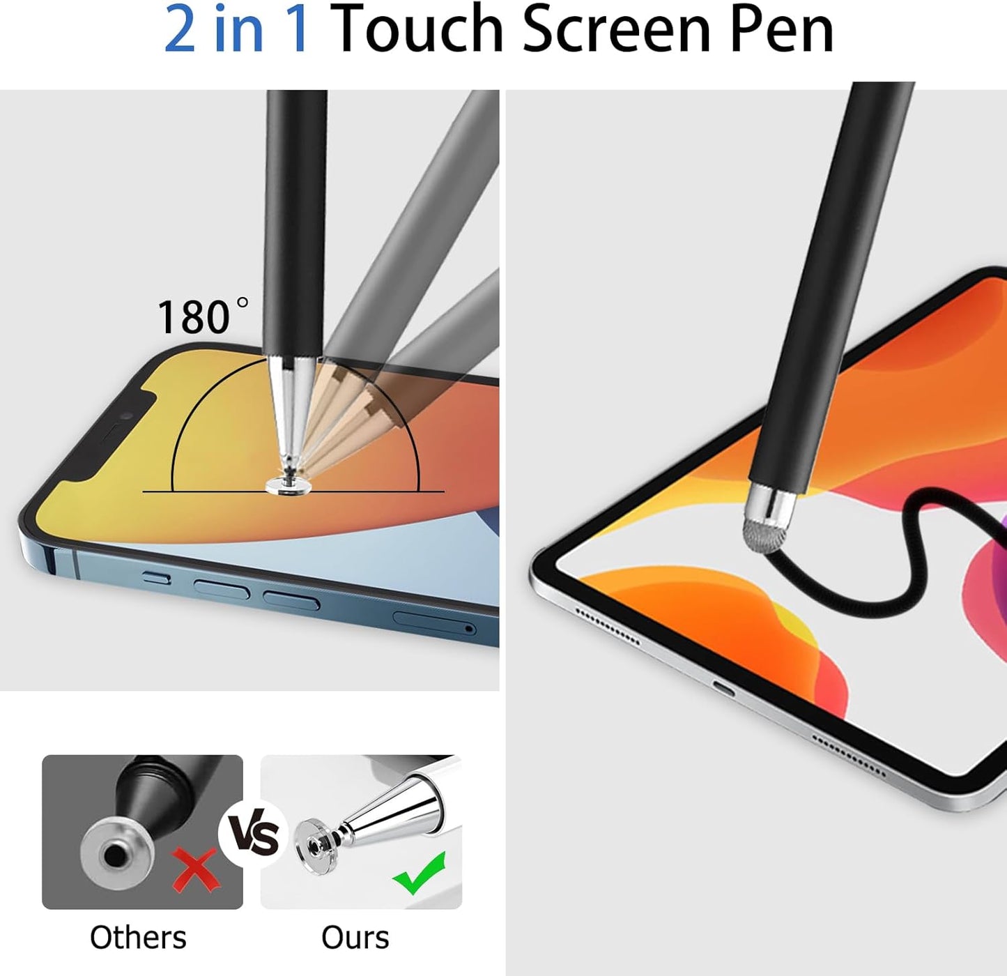 Stylet universel 3 en 1 pour tablette graphique et Téléphone Portable - القلم الذكي موافق للأجهزة اللوحية والهواتف