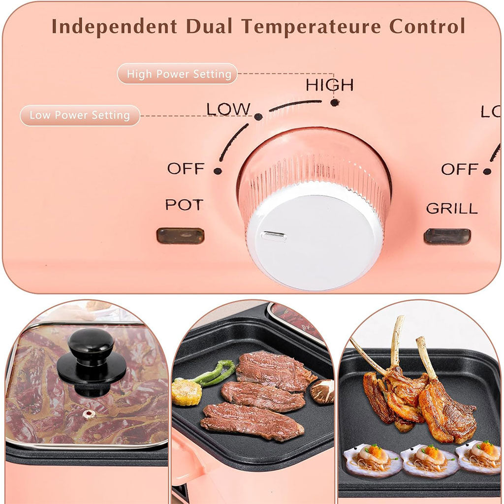 Marmite électrique avec plaque de cuisson antiadhésive double contrôle de température