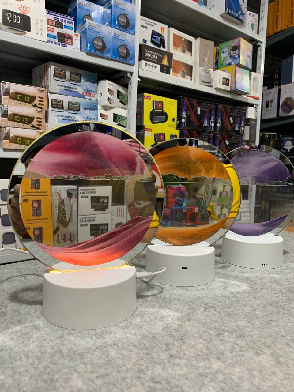 Sablier Lampe led 3D tactile USB en verre avec télécommande