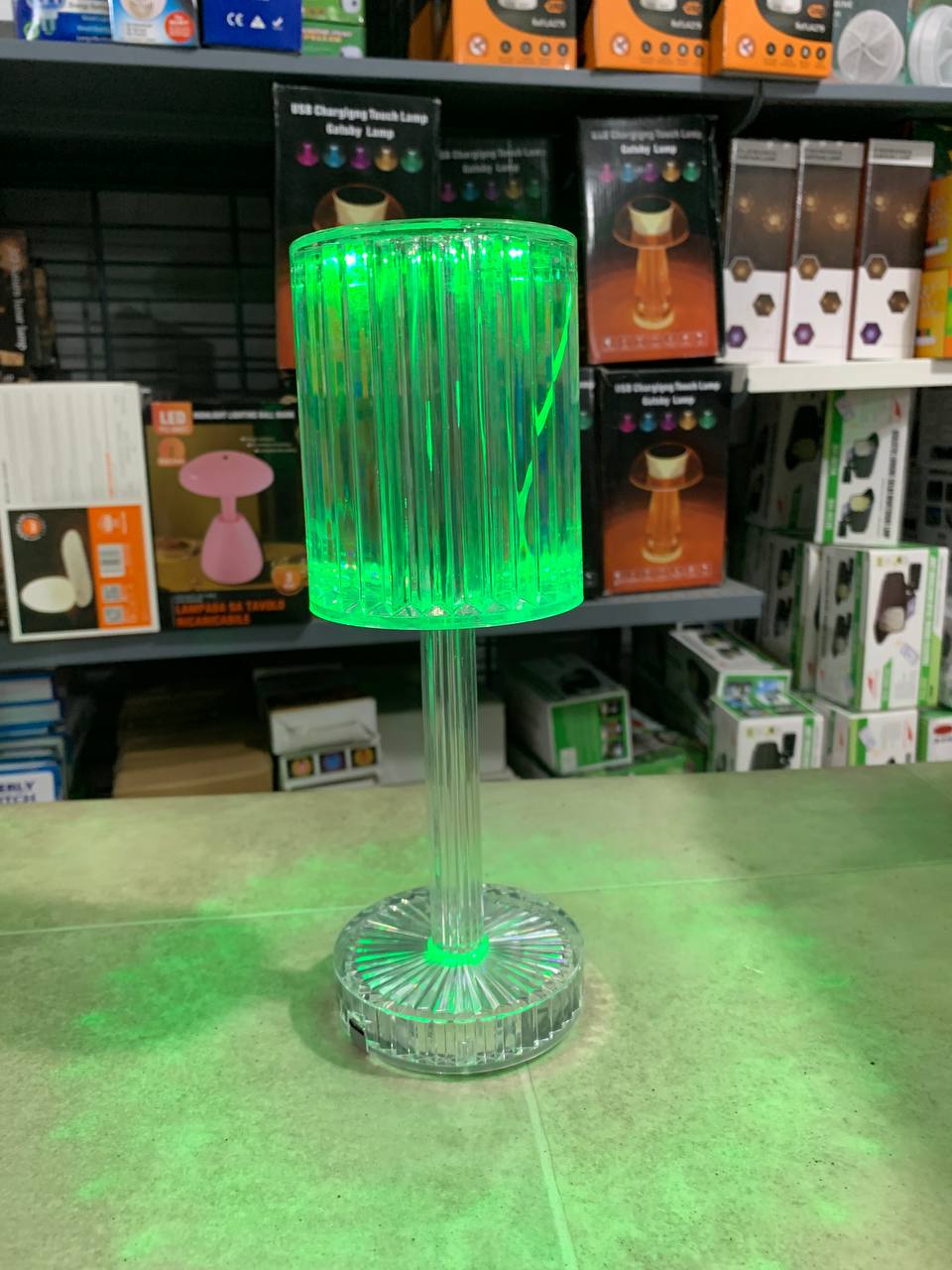 Veilleuse en cristal avec télécommande tactile USB