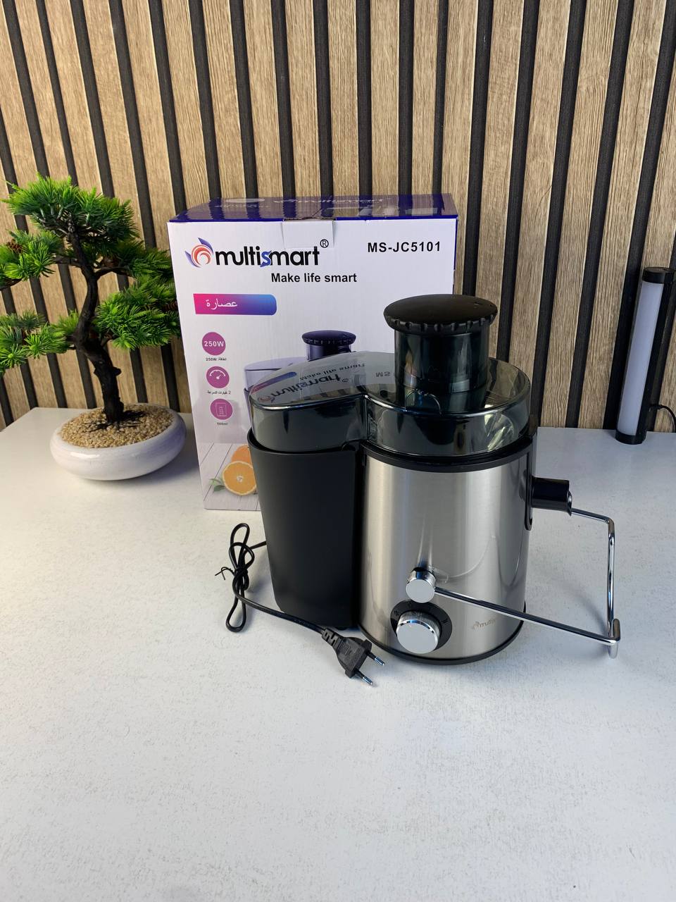 Multismart Extracteur de jus électrique 250 W à 2 vitesses pour fruits et légumes - عصارة فواكه